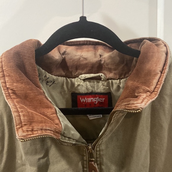 Wrangler Hero Vest Mens Green Aged Faded workforce Full Zip Sherpa Lined Sz 3XL - Picture 11 of 16